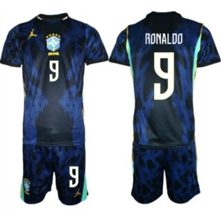 Men's Brazil national football team #9 Ronaldo Navy 2026 Away Soccer Jersey Suit