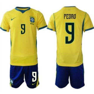 Men's Brazil national football team #9 Joo Pedro Yellow Home 2026 Soccer Jersey Suit