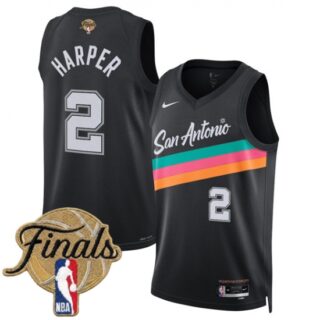 Men's San Antonio Spurs #2 Dylan Harper Black 2026 Finals City Edition Stitched Basketball Jersey