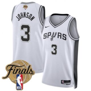 Men's San Antonio Spurs #3 Keldon Johnson White 2026 Finals Association Edition Stitched Basketball Jersey