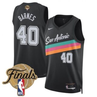 Men's San Antonio Spurs #40 Harrison Barnes Black 2026 Finals City Edition Stitched Basketball Jersey