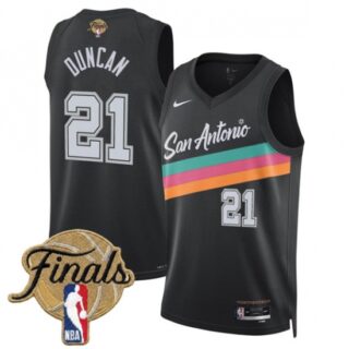 Men's San Antonio Spurs #21 Tim Duncan Black 2026 Finals City Edition Stitched Basketball Jersey
