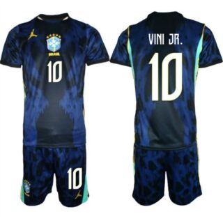 Men's Brazil national football team #10 Vinicius Junior Navy 2026 Away Soccer Jersey Suit