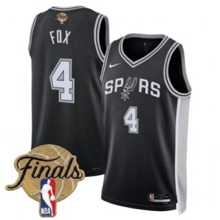 Men's San Antonio Spurs #4 De'Aaron Fox Black 2026 Finals Icon Edition Stitched Basketball Jersey
