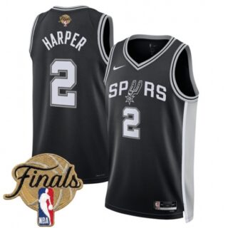 Men's San Antonio Spurs #2 Dylan Harper Black 2026 Finals Icon Edition Stitched Basketball Jersey