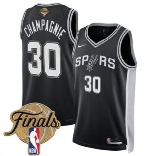 Men's San Antonio Spurs #30 Julian Champagnie Black 2026 Finals Icon Edition Stitched Basketball Jersey