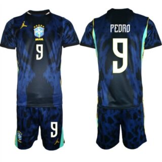 Men's Brazil national football team #9 Joo Pedro Navy 2026 Away Soccer Jersey Suit