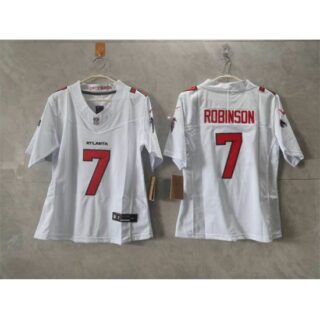 Women's Atlanta Falcons #7 Bijan Robinson White 2026 New F.U.S.E. Stitched Jersey(Run Small)