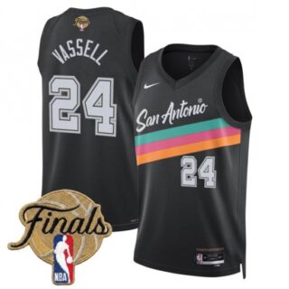 Men's San Antonio Spurs #24 Devin Vassell Black 2026 Finals City Edition Stitched Basketball Jersey