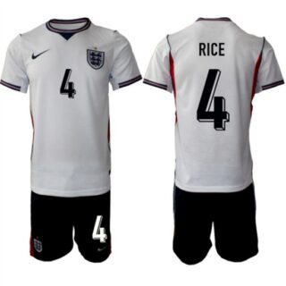 Men's England #4 Declan Rice 2026 White Home Soccer Jersey Suit
