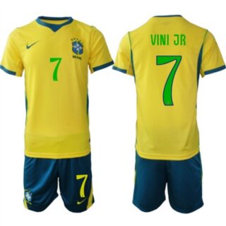 Men's Brazil national football team #7 Vinicius Junior Yellow 2026 Soccer Jersey Suit