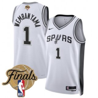 Men's San Antonio Spurs #1 Victor Wembanyama White 2026 Finals Association Edition Stitched Basketball Jersey
