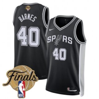 Men's San Antonio Spurs #40 Harrison Barnes Black 2026 Finals Icon Edition Stitched Basketball Jersey