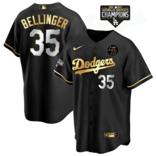 Men's Los Angeles Dodgers Cody Bellinge Jersey World Series Champions Special Edition Black Golden