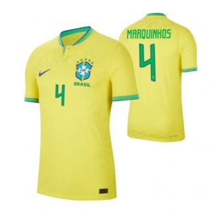 Men's Marquinhos Brazil National Team Yellow Home Soccer Jersey 2022-23
