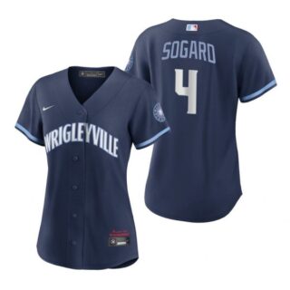Women Chicago Cubs Eric Sogard City Connect Wrigleyville Jersey Navy Stitched