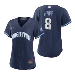 Women Chicago Cubs Ian Happ City Connect Wrigleyville Jersey Navy Stitched