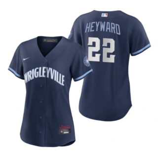Women Chicago Cubs Jason Heyward City Connect Wrigleyville Jersey Navy Stitched