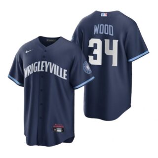 Youth Chicago Cubs Kerry Wood City Connect Wrigleyville Jersey Navy Stitched