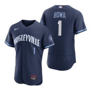 Men's - Flex Base Chicago Cubs Larry Bowa City Connect Wrigleyville Jersey Navy Stitched