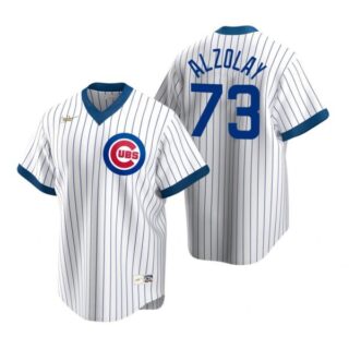 Men's Adbert Alzolay Chicago Cubs Cool Base Jersey White Cooperstown