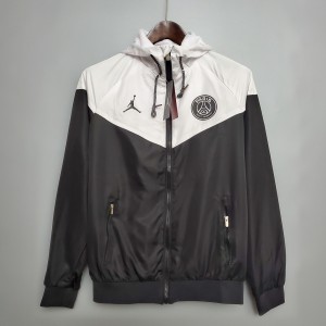 classic style Windbreaker Jacket PSG Paris Saint Germain Black and White
