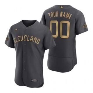 Men's Flex Base Custom Cleveland Guardians 2022 MLB All-Star Game Charcoal Black Stitched Jersey