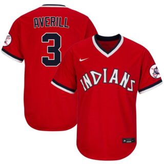 Men's Cleveland Indians #3 Earl Averill 1975 Throwback Jersey - Stitched Red