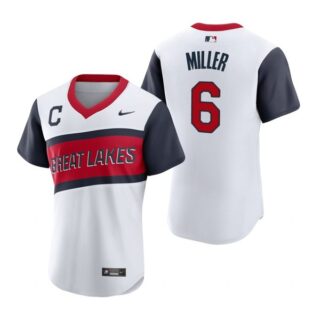 Men's #6 Owen Miller Cleveland Indians White Home 2021 Little League Classic Jersey