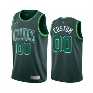 Men's Custom Boston Celtics Basketball Jersey Green Earned