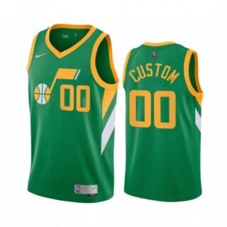 Men's Custom Utah Jazz Basketball Jersey Green Earned