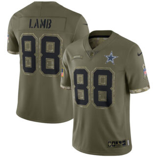 Youth CeeDee Lamb Dallas Cowboys Olive 2022 Salute To Service Jersey Stitched
