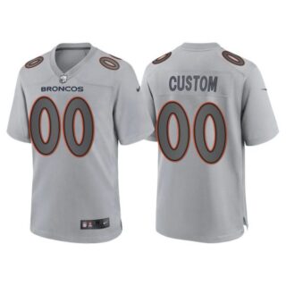 Men's Denver Broncos Custom Gray Atmosphere Fashion Stitched Jersey