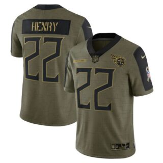 Men's #22 Derrick Henry Tennessee Titans Olive 2021 Salute To Service Limited Jersey