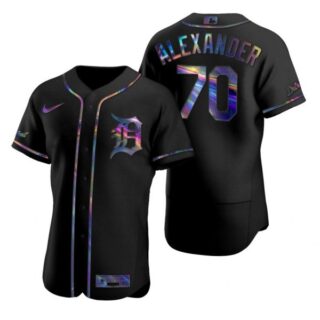 Men's Tyler Alexander Detroit Tigers Flex Base Jersey Black Holographic