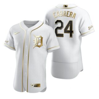 Men's White Miguel Cabrera Detroit Tigers Flex Base Jersey White Golden