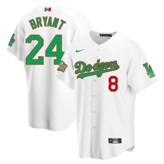 Men's Kobe Bryant Los Angeles Dodgers Cool Base Jersey Mexican Heritage Night Mexico White