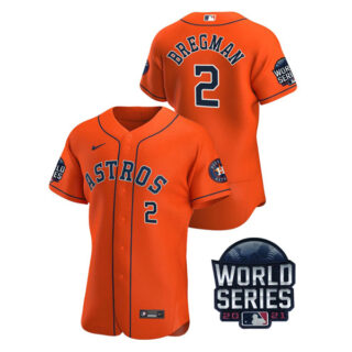 Men's Houston Astros Alex Bregman 2021 World Series Stitched Jersey Flex Base Orange
