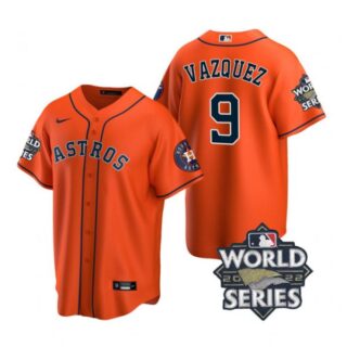 Men's Houston Astros Christian Vazquez 2022 World Series Orange Alternate Stitched Jersey