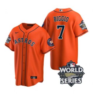 Men's Houston Astros Craig Biggio 2022 World Series Orange Alternate Stitched Jersey
