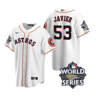 Men's Houston Astros Cristian Javier 2022 World Series White Home Stitched Jersey