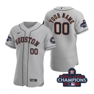 Men's Custom Houston Astros 2022 World Series Champions Stitched Gray Jersey