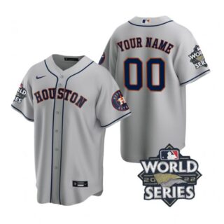 Men's Houston Astros Custom 2022 World Series Gray Road Stitched Jersey
