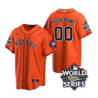 Men's Houston Astros Custom 2022 World Series Orange Alternate Stitched Jersey