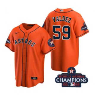 Youth Framber Valdez Houston Astros 2022 World Series Champions Orange Stitched Jersey