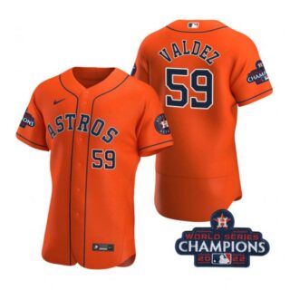 Men's Framber Valdez Houston Astros 2022 World Series Champions Stitched Orange Jersey