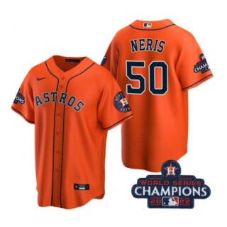 Youth Hector Neris Houston Astros 2022 World Series Champions Orange Stitched Jersey