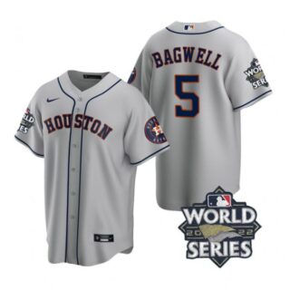 Men's Houston Astros Jeff Bagwell 2022 World Series Gray Road Stitched Jersey