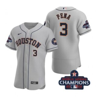 Men's Jeremy Pena Houston Astros 2022 World Series Champions Stitched Gray Jersey