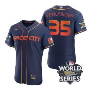 Men's Justin Verlander Houston Astros 2022 World Series Space City Connect Jersey Navy